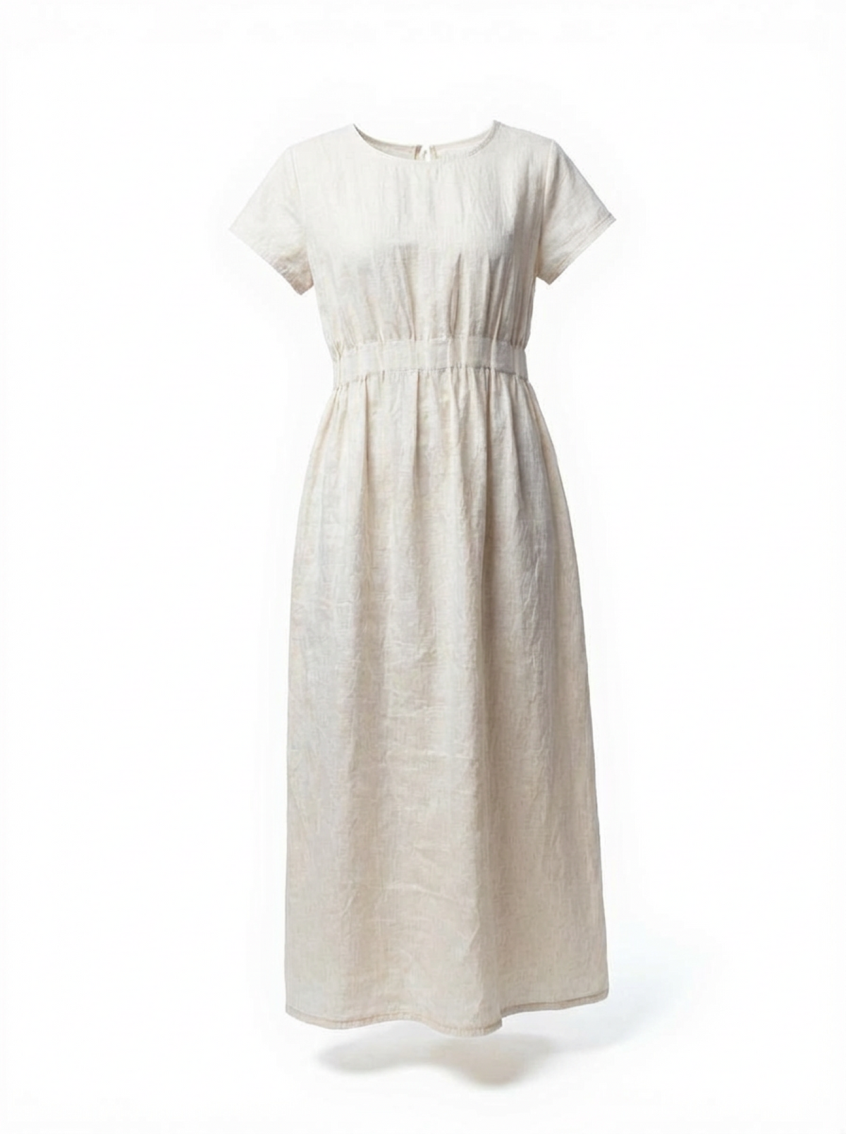 donna karan women's puff-sleeve belted a-line dress Satin Puff Sleeve Tie Neck Midi Dress | A-Line Dress main image 1