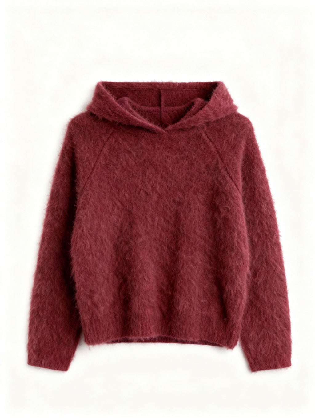 Mohair hoodie in cranberry - premium eco-friendly sweater