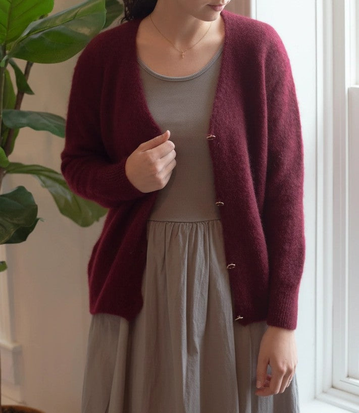 Sustainable cardigan styled - elegant mohair knitwear