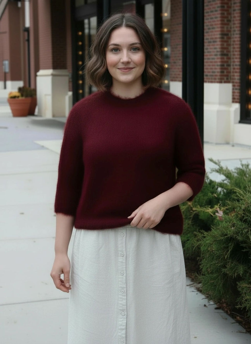 Faith crew neck sweater detail - luxury sustainable knitwear