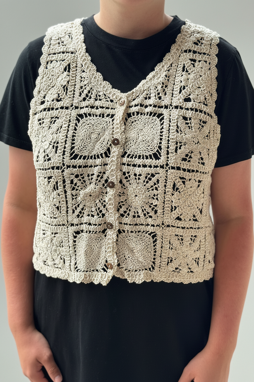 Crochet Vest - Plain Background Close to Original